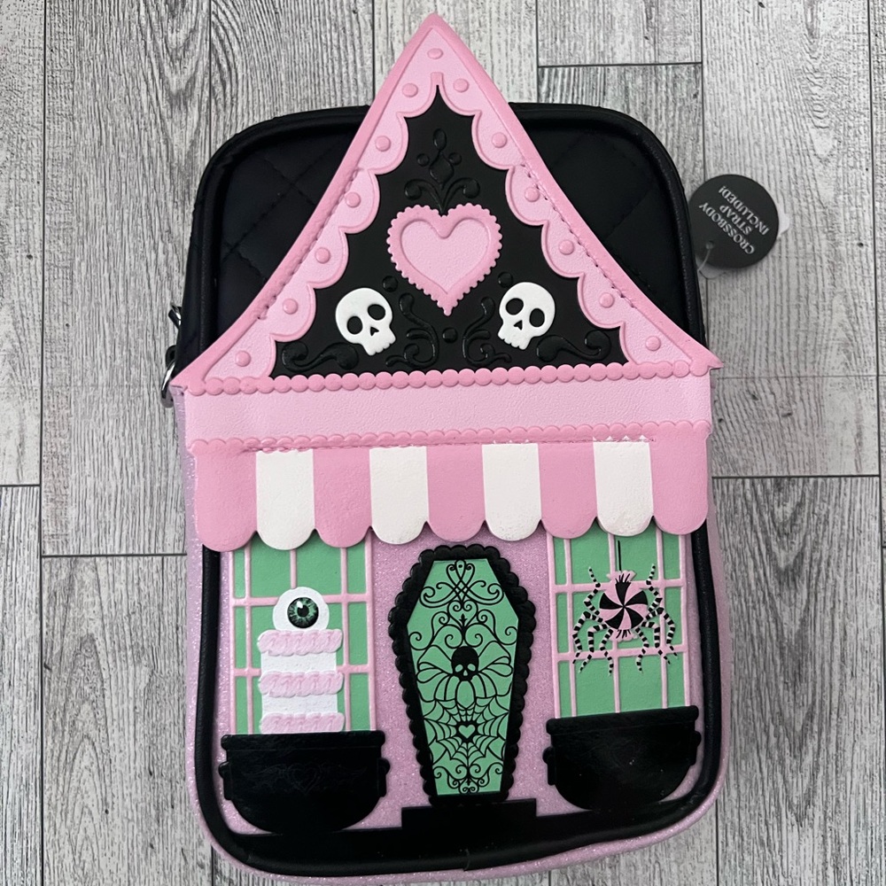 Bath and Bodyworks Pink and Black Gothic style Haunted House Crossbody